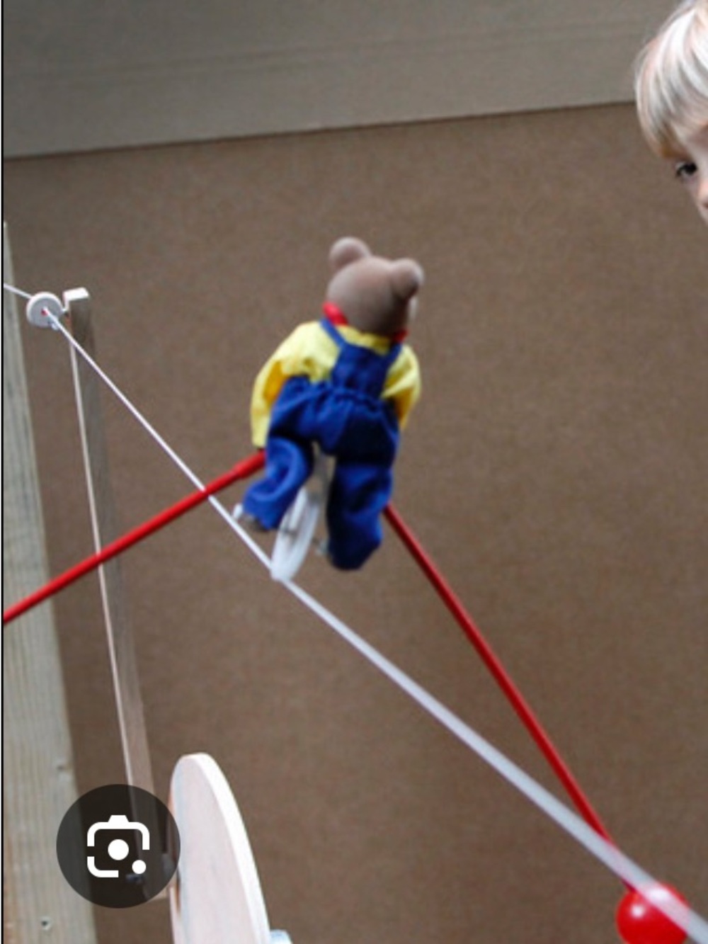 Balancing Bear on unicycle for baby bedroom as decor for nursery - retro toys